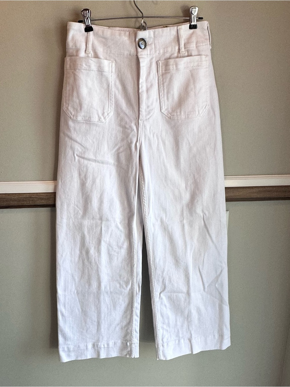 Maeve Anthropologie The Colette Wide Leg Cropped Pants White